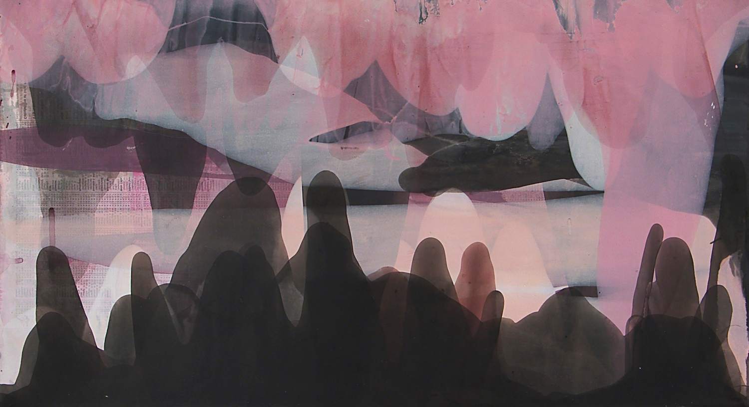 Untitled Mound 02-04, 2004, acrylic & ink on paper, 12x22"