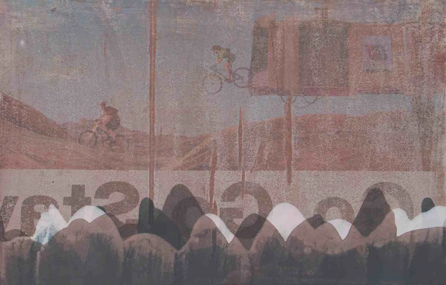 Untitled Mound 17-04, 2004, acrylic & ink on paper, 12x22"