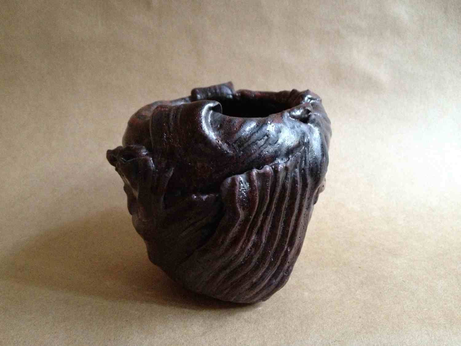 Raked Vessel, 2014, stoneware, 5x5x5"