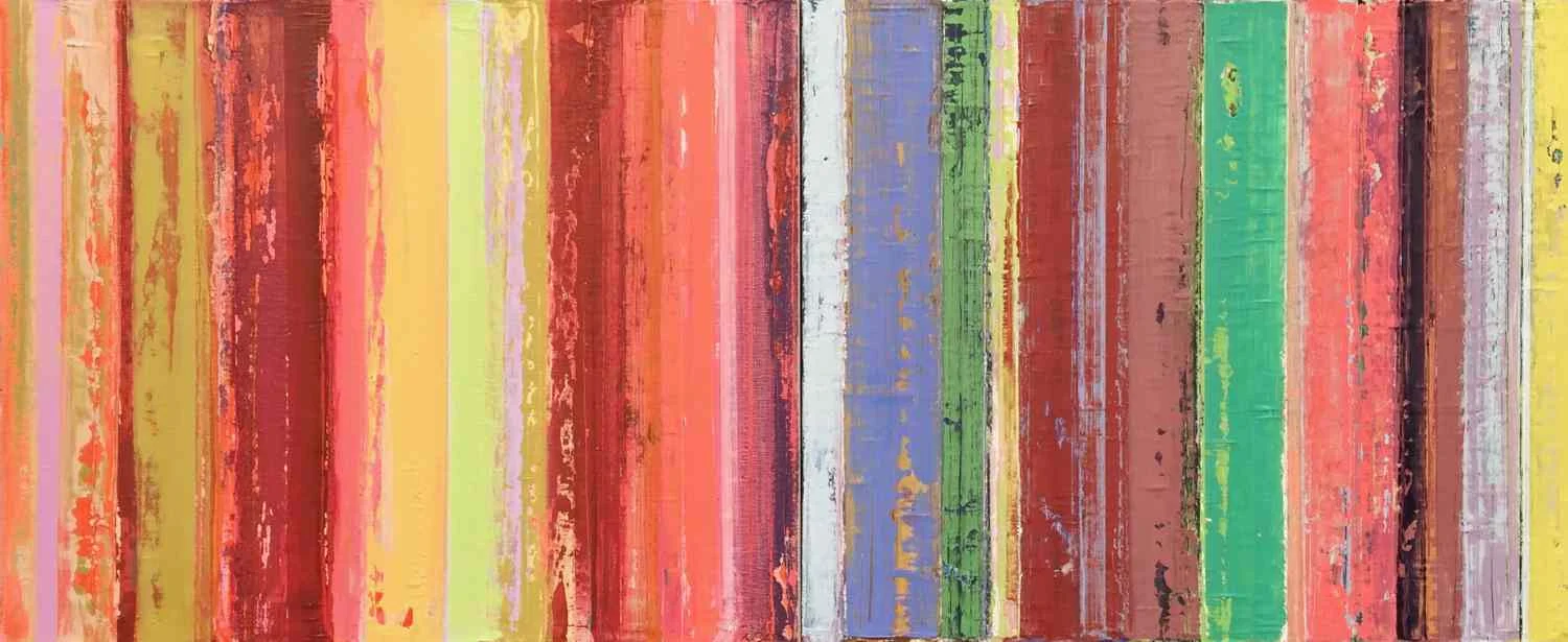 Untitled Combine STR8-4, 2014, oil on canvas, 20x48"