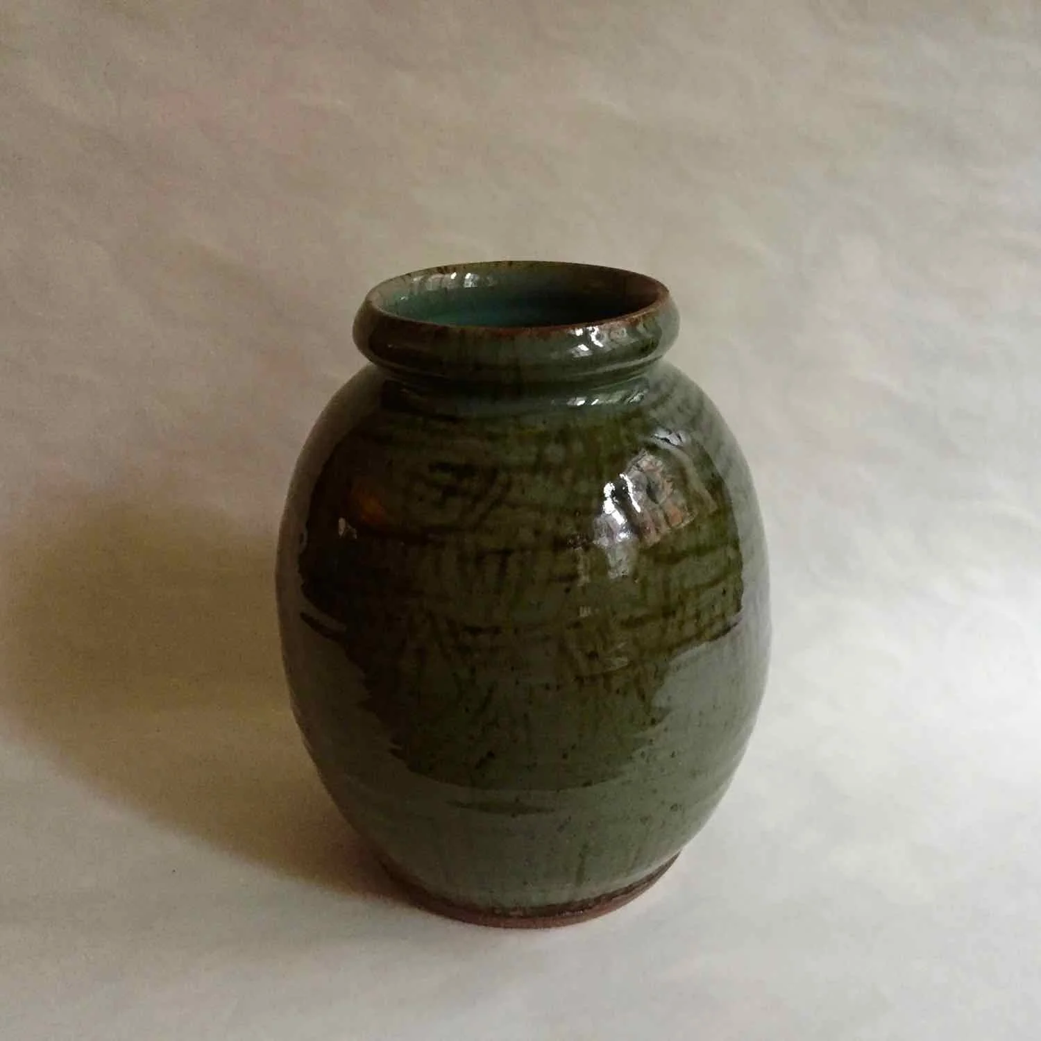 Etched Vessel, 2016, stoneware, 8x6.5"