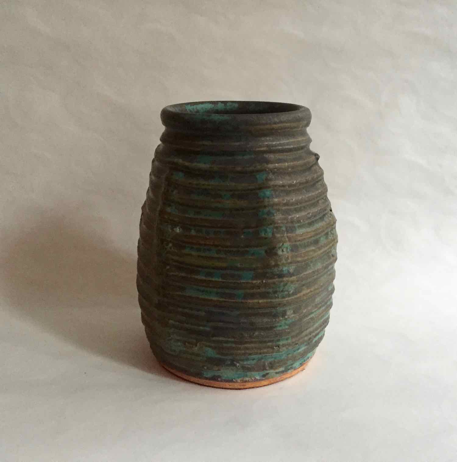 Ribbed Vase, 2016, stoneware, 7x6.5"