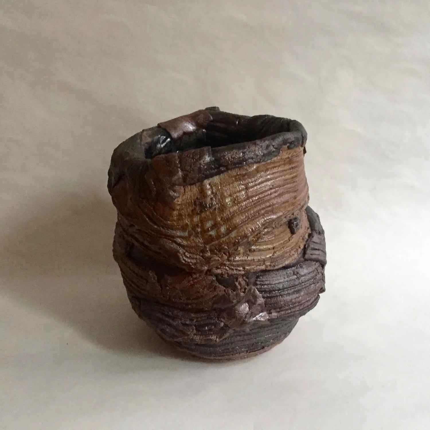 Rusted Wrap Vessel, 2016, stoneware, 7x7"