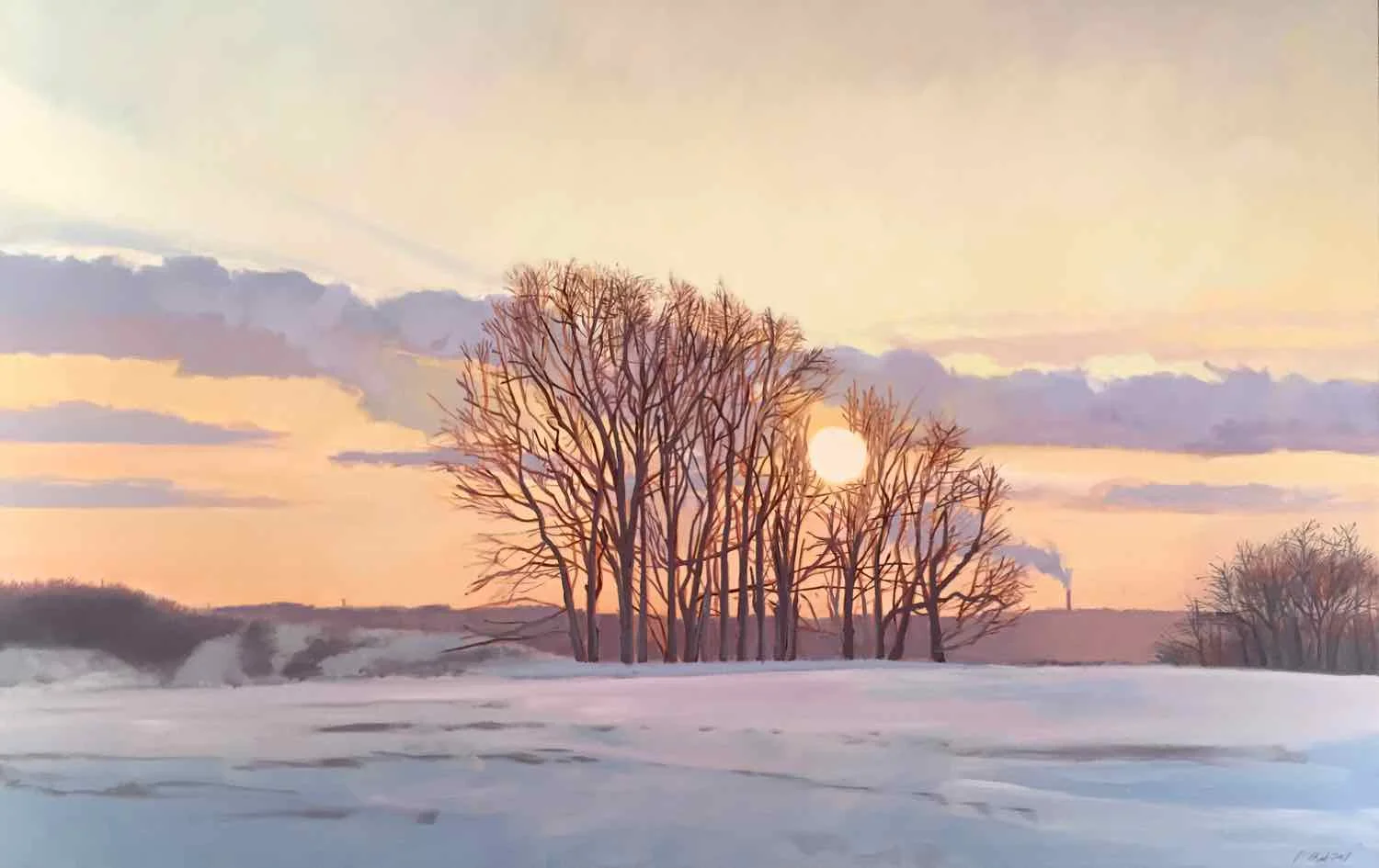 Avella Pennsylvania Sunset, 2017, oil on canvas, 32x50"