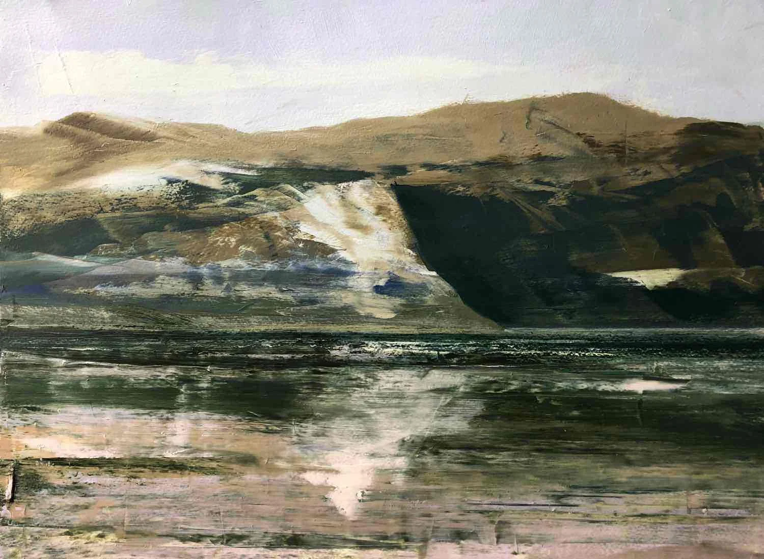 Untitled - Hudson River #4, 2018, oil on paper, 15x20"