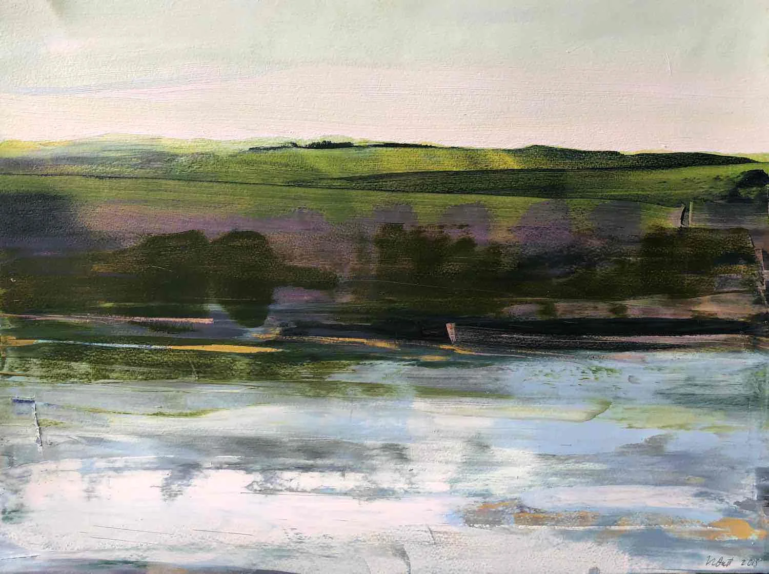 Untitled - Hudson River #7, 2018, oil on paper, 15x20"