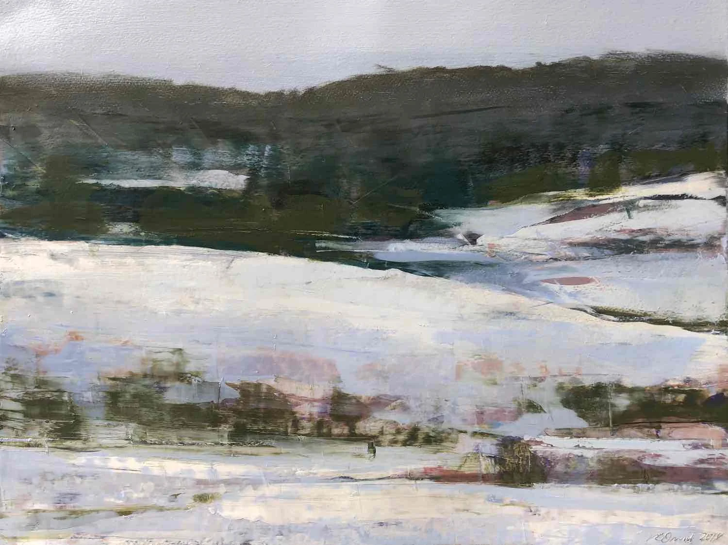 Untitled - Hudson River #10, 2018, oil on paper, 15x20"