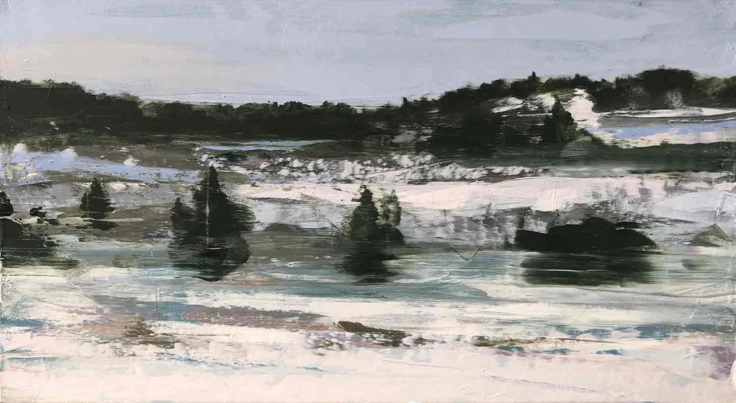 Untitled - Hudson River #16, 2018, oil on paper, 12x22"