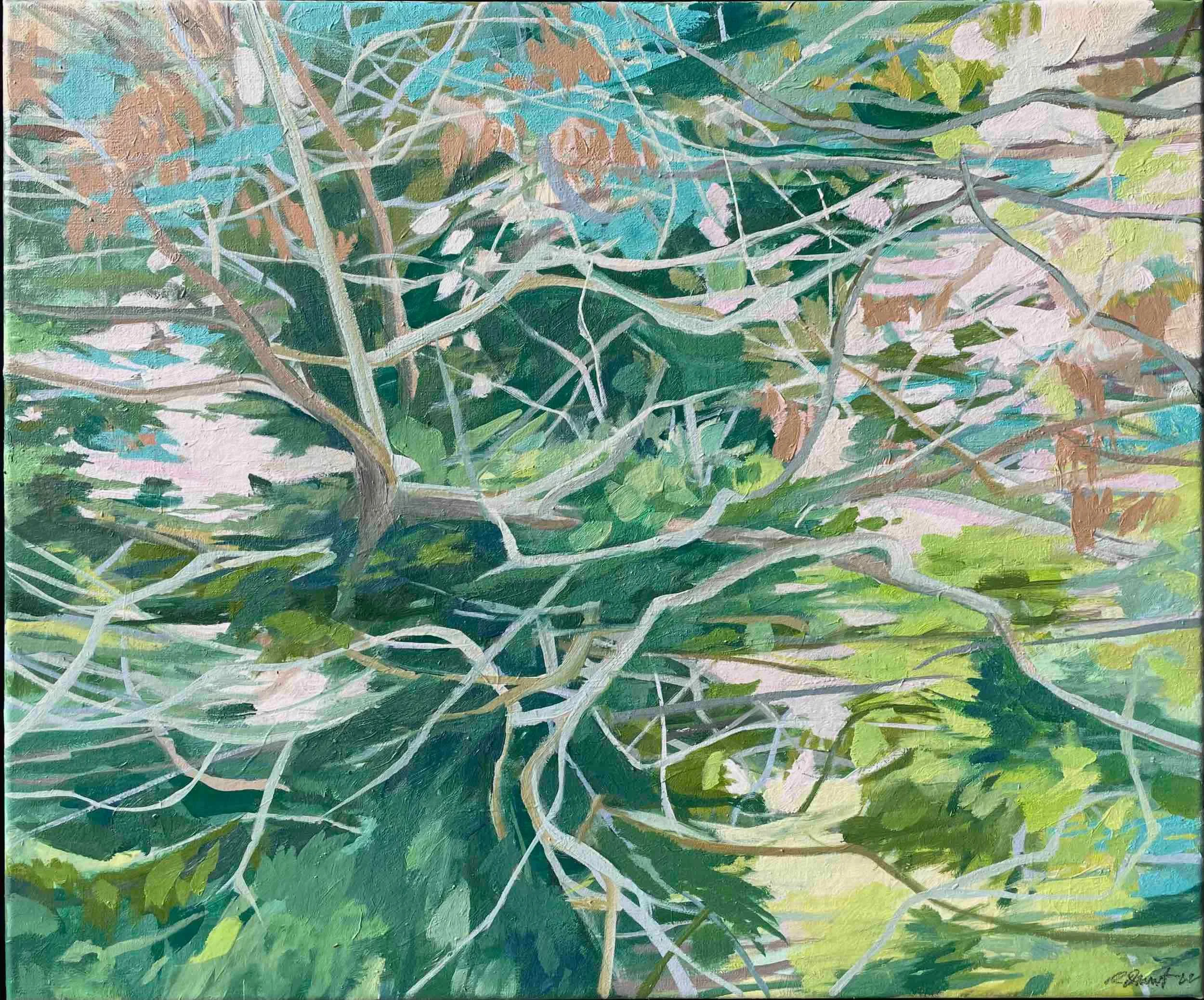 Birch and Locust, 2022, oil on canvas, 20x24"