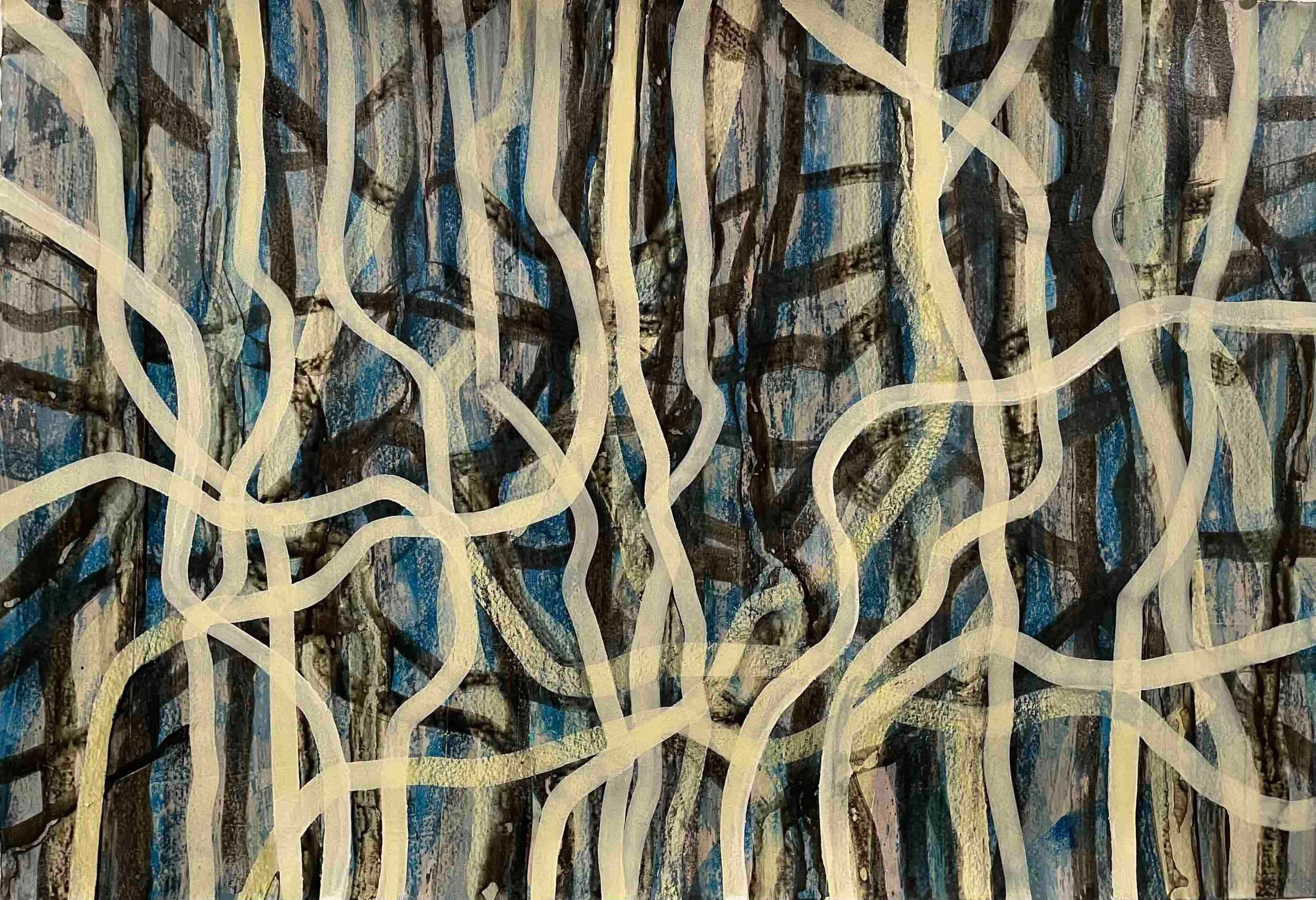 Untitled TL-3, 2021, acrylic and shellac ink on paper, 15x22"