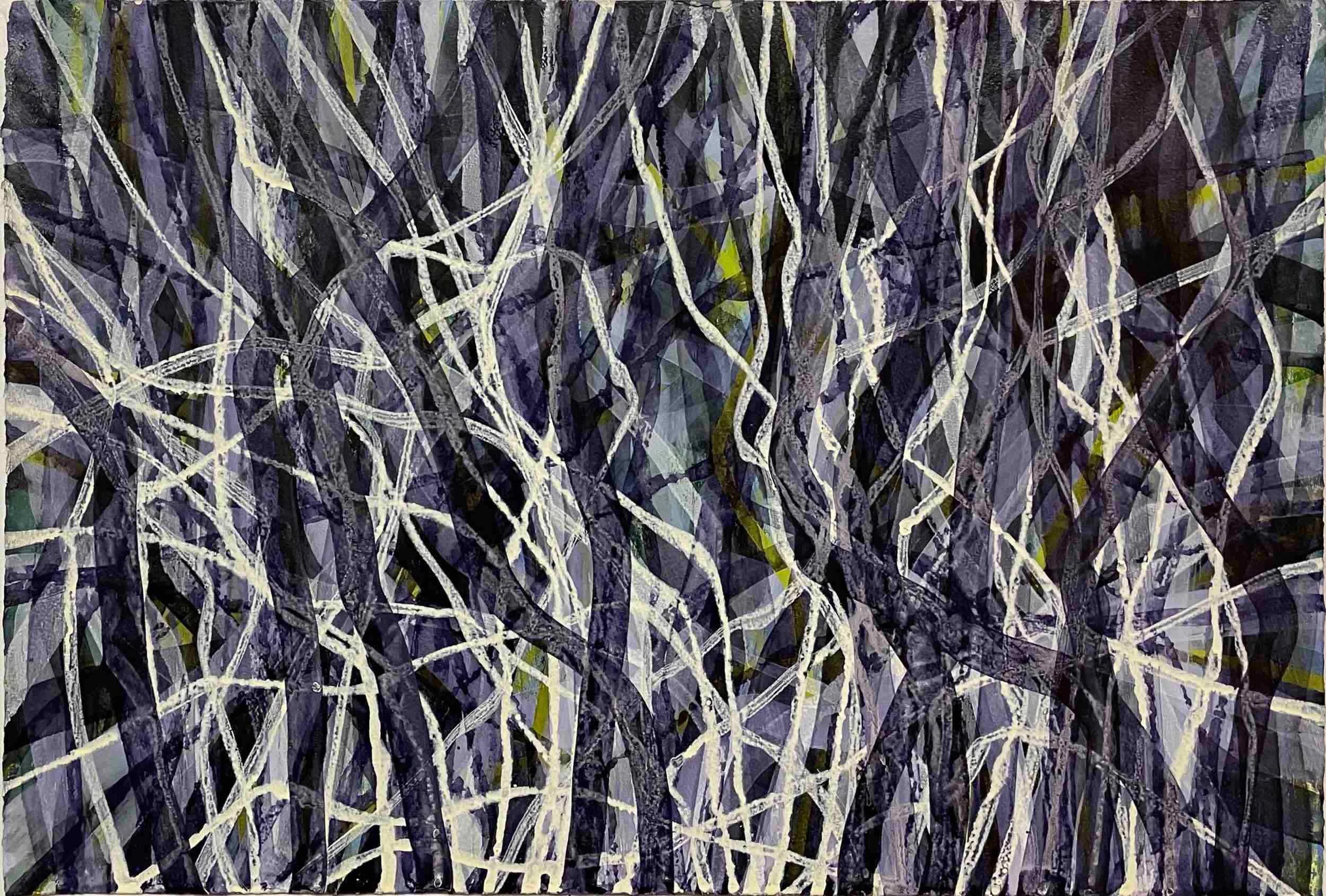 Untitled TL-7, 2022, acrylic and shellac ink on paper, 15x22"