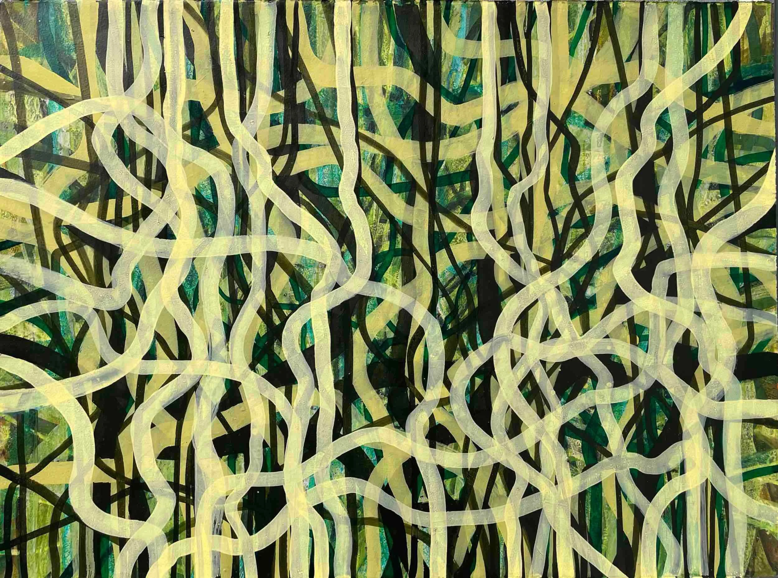 Untitled TL-11, 2022, acrylic and shellac ink on paper, 22x30"