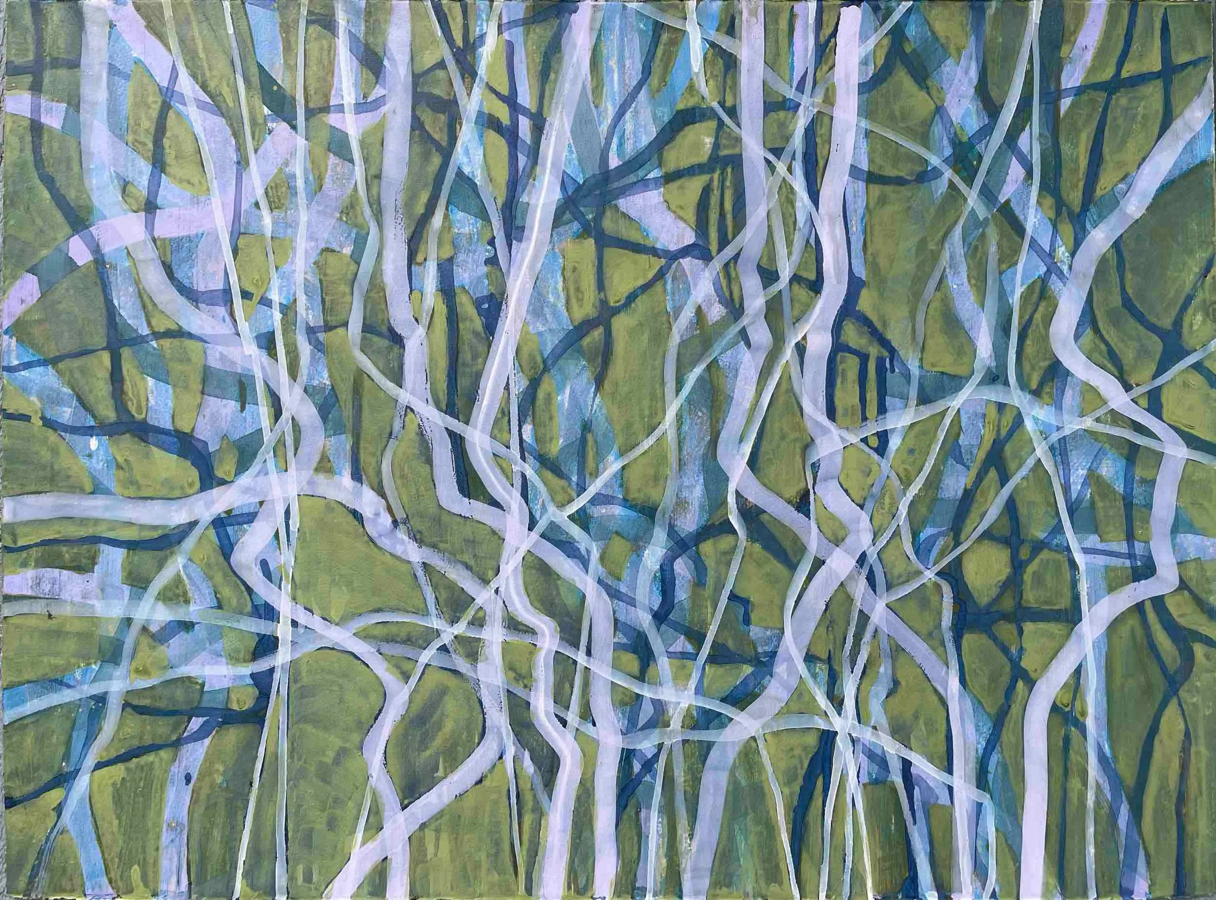 Untitled TL-12, 2022, acrylic and shellac ink on paper, 22x30"