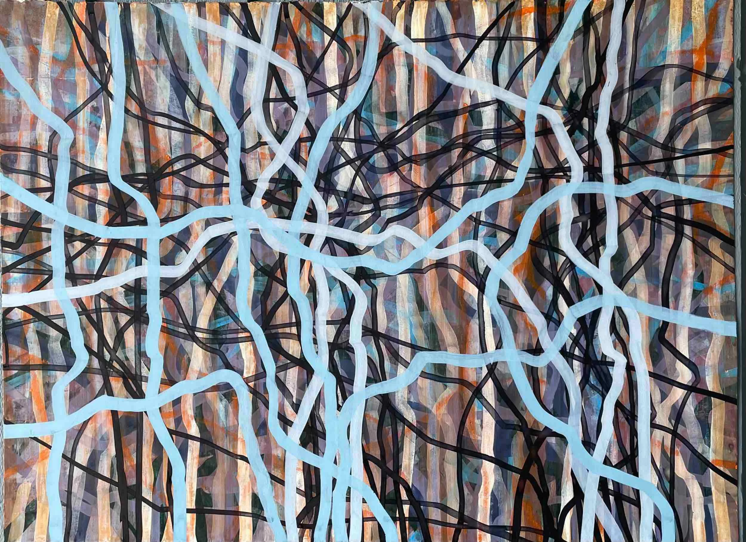 Untitled TL-13, 2022, acrylic and shellac ink on paper, 22x30"