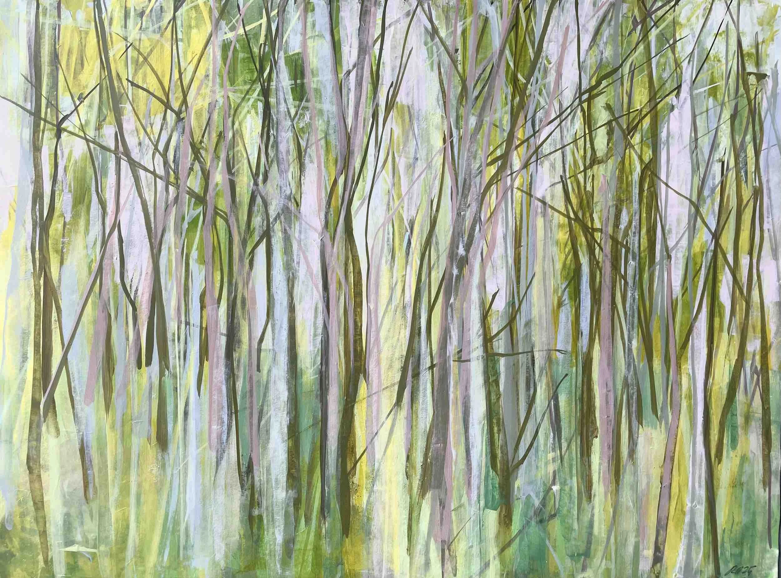 Woods Approach II, 2025, acrylic on paper, 22x30"