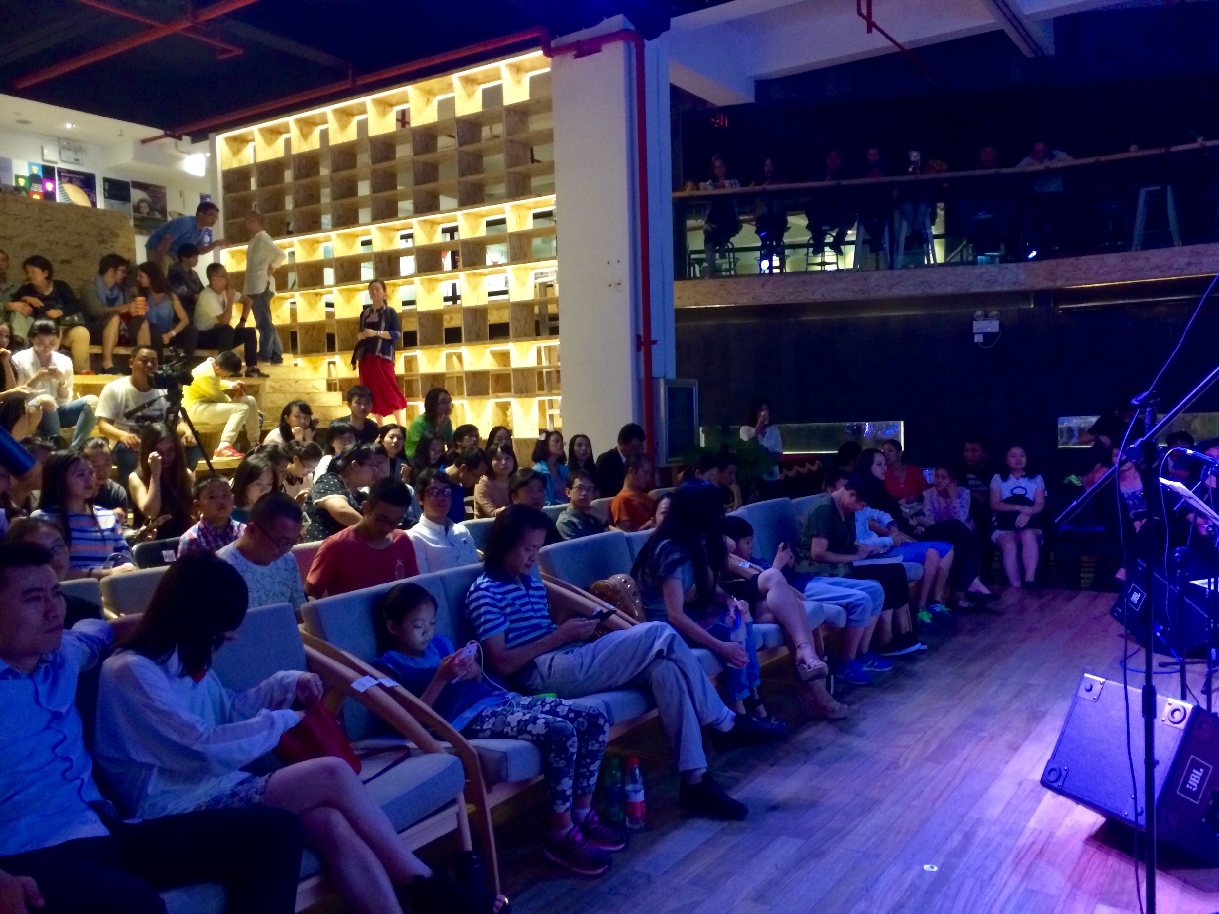 Just before hitting the stage at the Elephant Arts Centre in Kunming...
