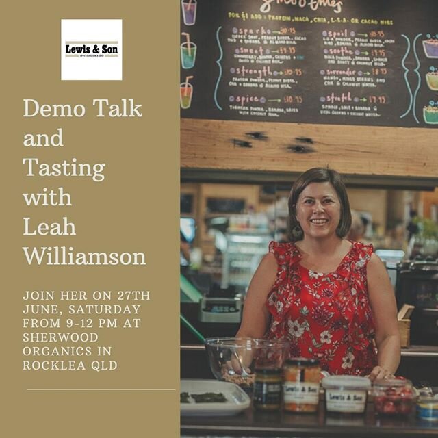 Join Leah Williamson on Saturday, 27th June for a demo talk and food tasting  from 9-12 pm at Sherwood Road Organic Meats in Rocklea, QLD