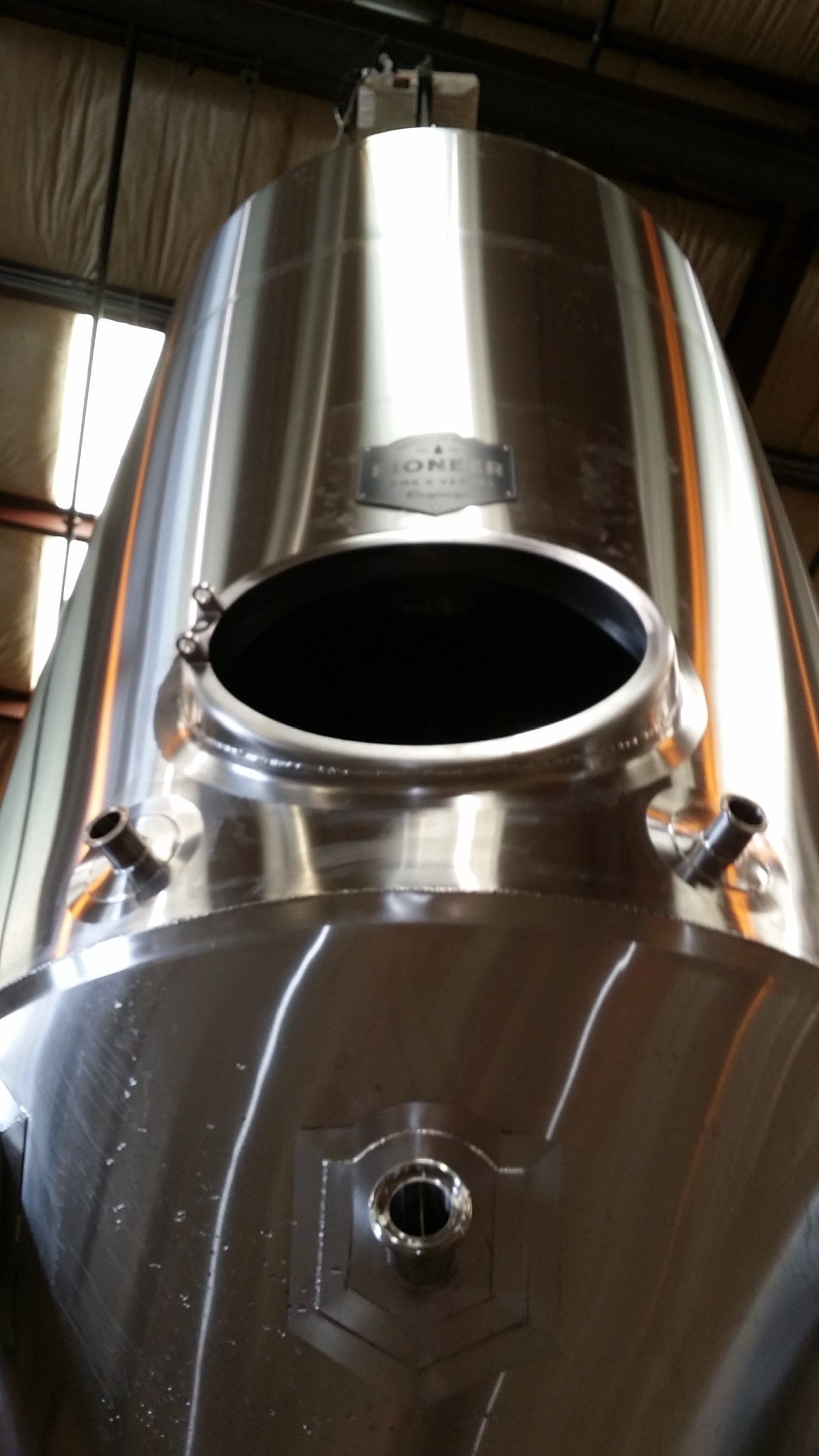 The racking port at the bottom of the fermenter. It is used when racking the beer from the fermenter to the brite tank. 