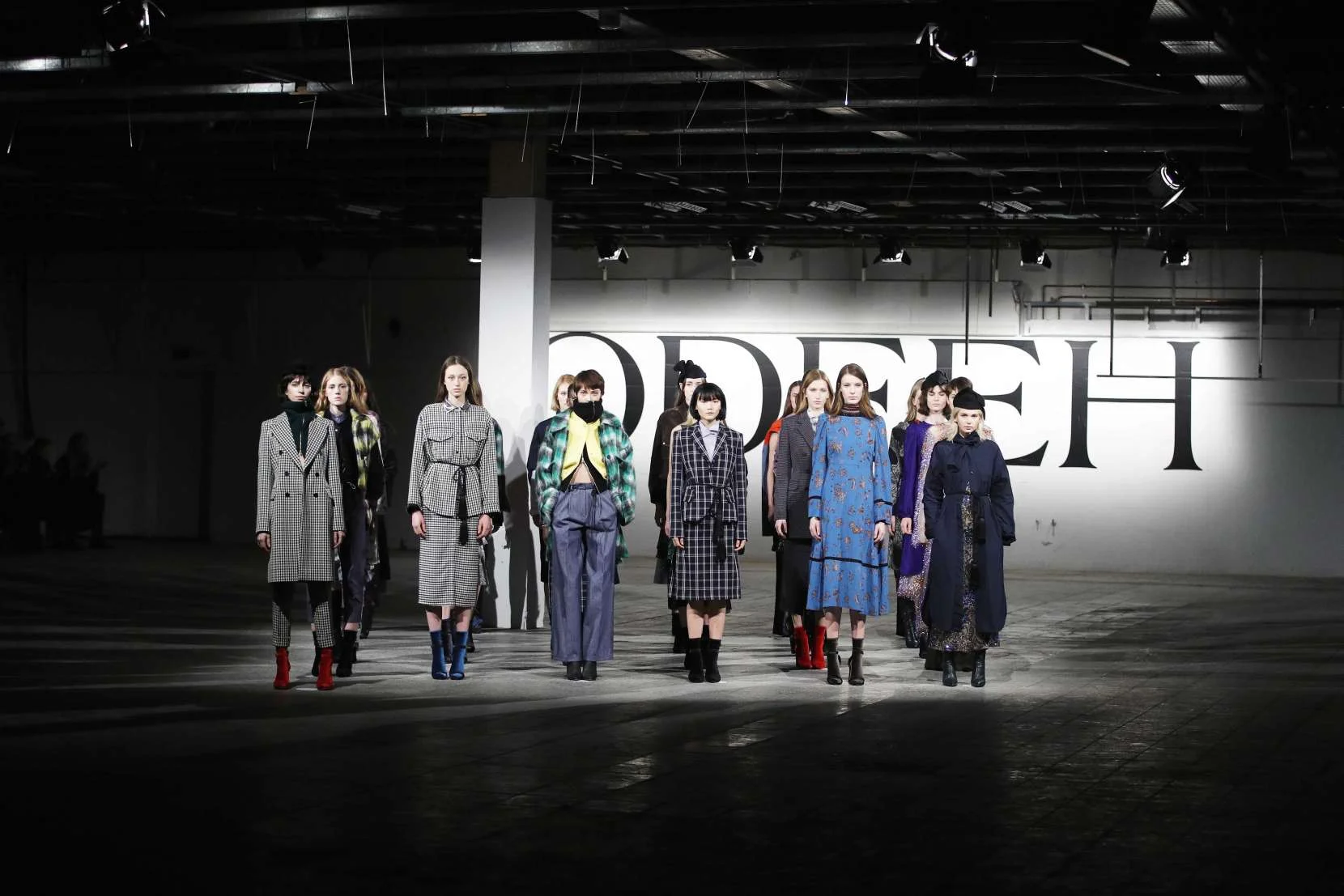 ODEEH With their label ODEEH, the design duo Otto Drögsler and Jörg Ehrlich revisit old school couture. Venture out into the new world with this season's must have: shaggy, boiled wool plaid jackets that are brave and instinctual. Bold color, these jackets are sometimes casual, sometimes elegant, sometimes both. They foster a tension between traditional and experimental tailoring as through their journey to perfection only specialists from the old world and new work on ODEEH -- the best traditional weavers and silk printers of northern Italy, through to the cutting edge production in modern German studios, everyone at every stage contributes to these masterful executions.