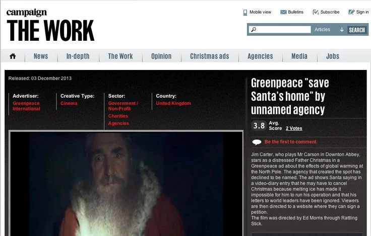 CAMPAIGN: THE WORK: GREENPEACE 'SAVE SANTAS HOME' BY UNNAMED AGENCY