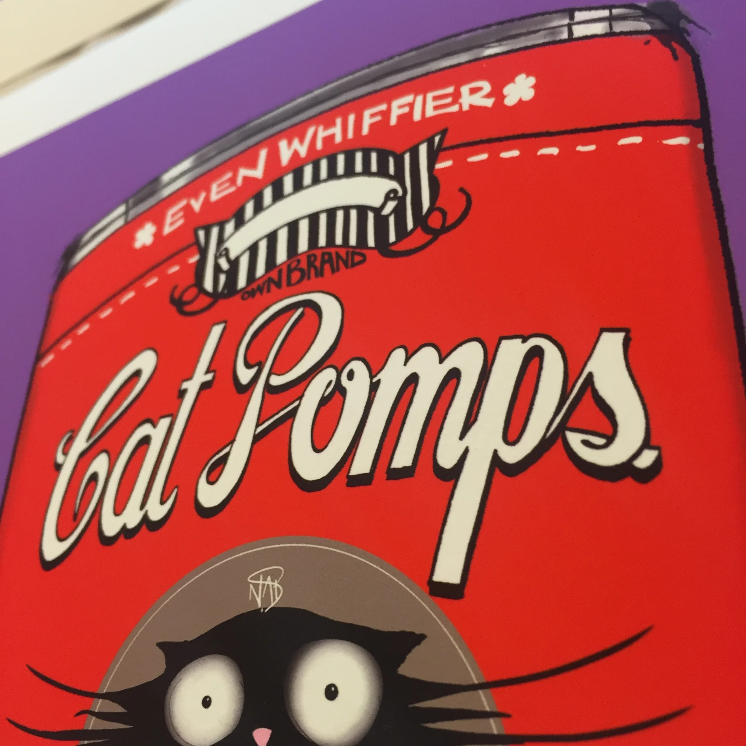 Original Cat Pomps- 2 | Red & Purple | Natalie Palmer Sutton Illustration Cat Don't Care 