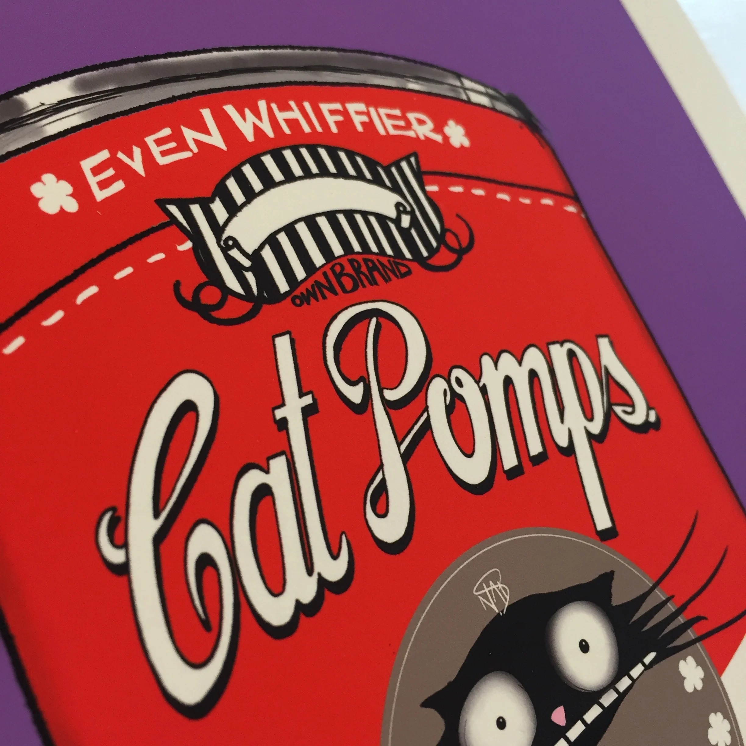 Original Cat Pomps- 7 | Red & Purple | Natalie Palmer Sutton Illustration Cat Don't Care 
