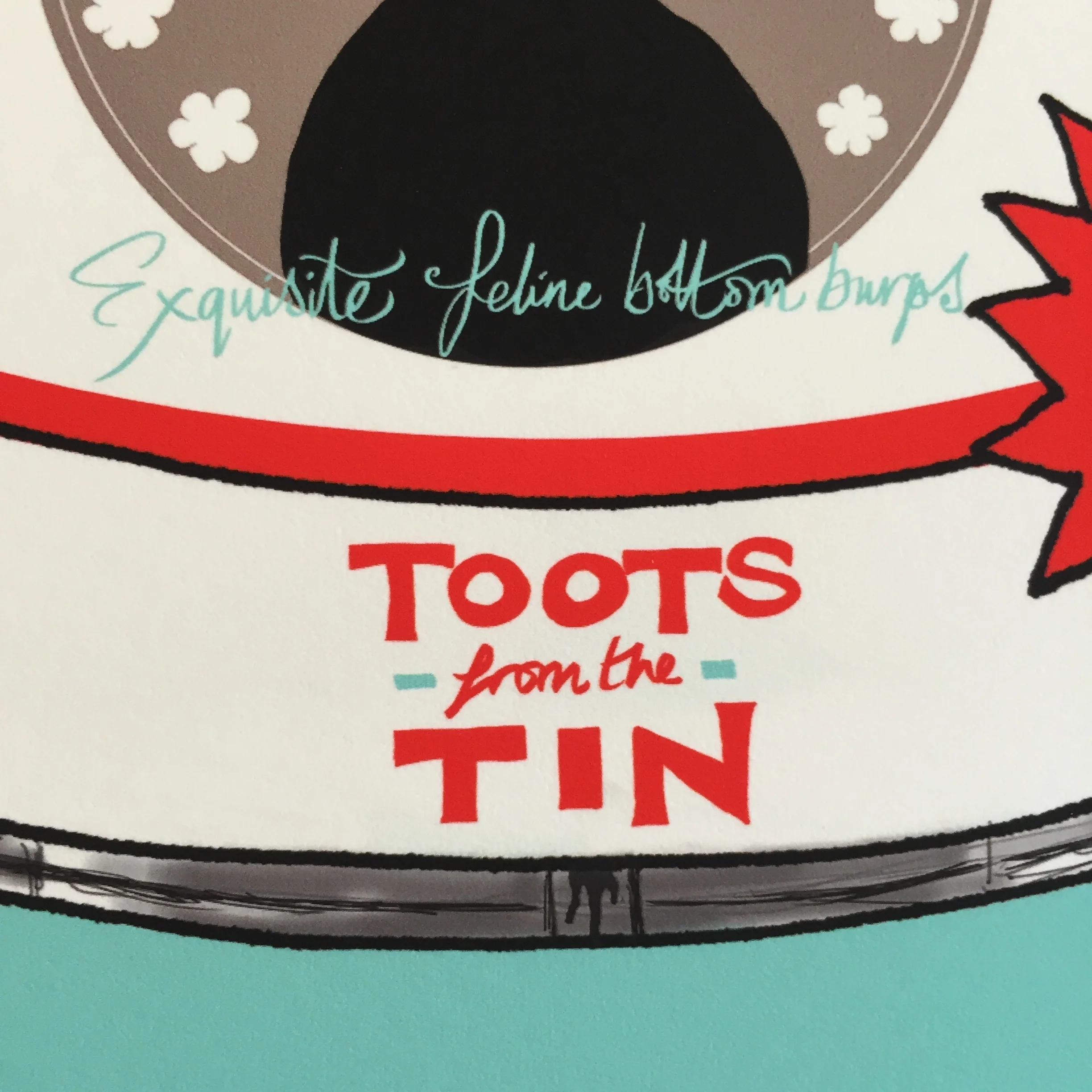 Original Cat Pomps- 7 | Red & Teal | Natalie Palmer Sutton Illustration Cat Don't Care 