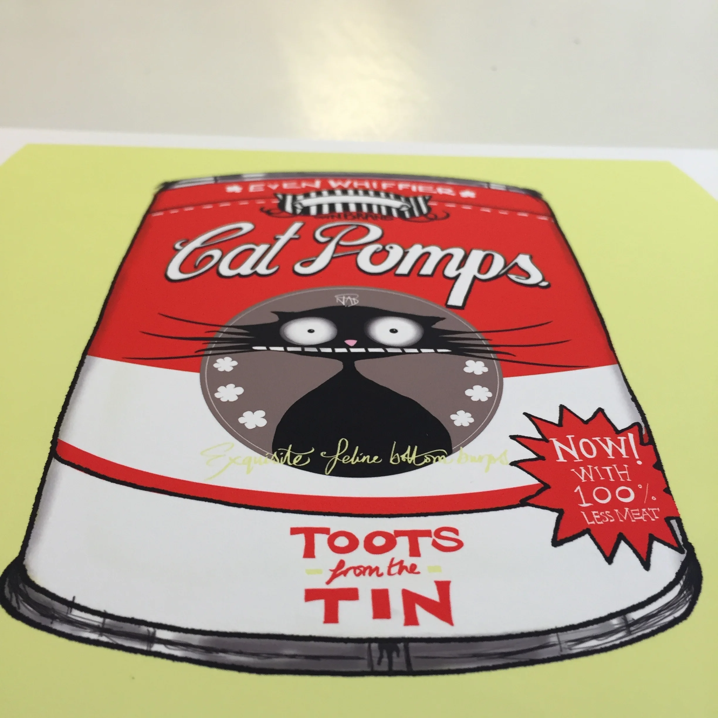 THE ORIGINAL CAT POMPS PRINT | RED & YELLOW | 301 x 301mm | FEATURING YOUR CAT'S NAME HAND-WRITTEN WITH LOVE 9