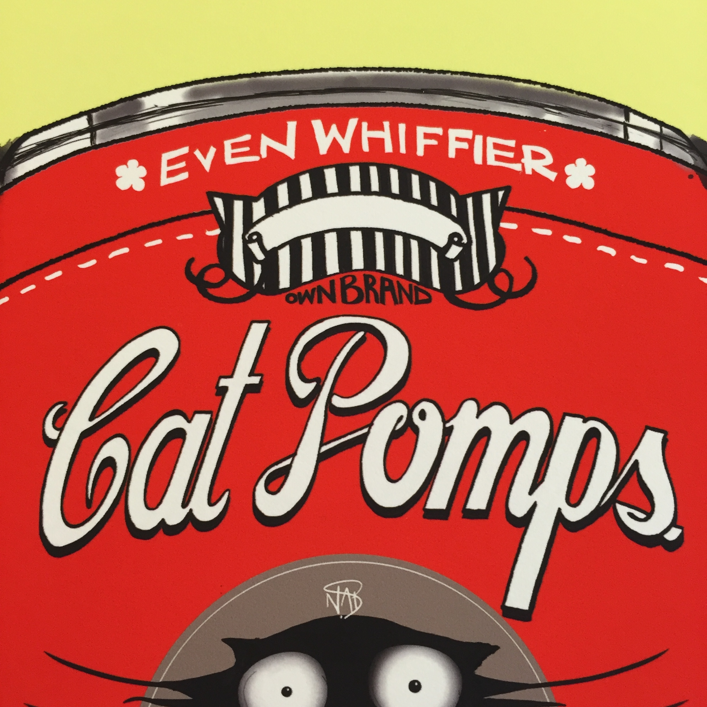 THE ORIGINAL CAT POMPS PRINT | RED & YELLOW | 301 x 301mm | FEATURING YOUR CAT'S NAME HAND-WRITTEN WITH LOVE 10