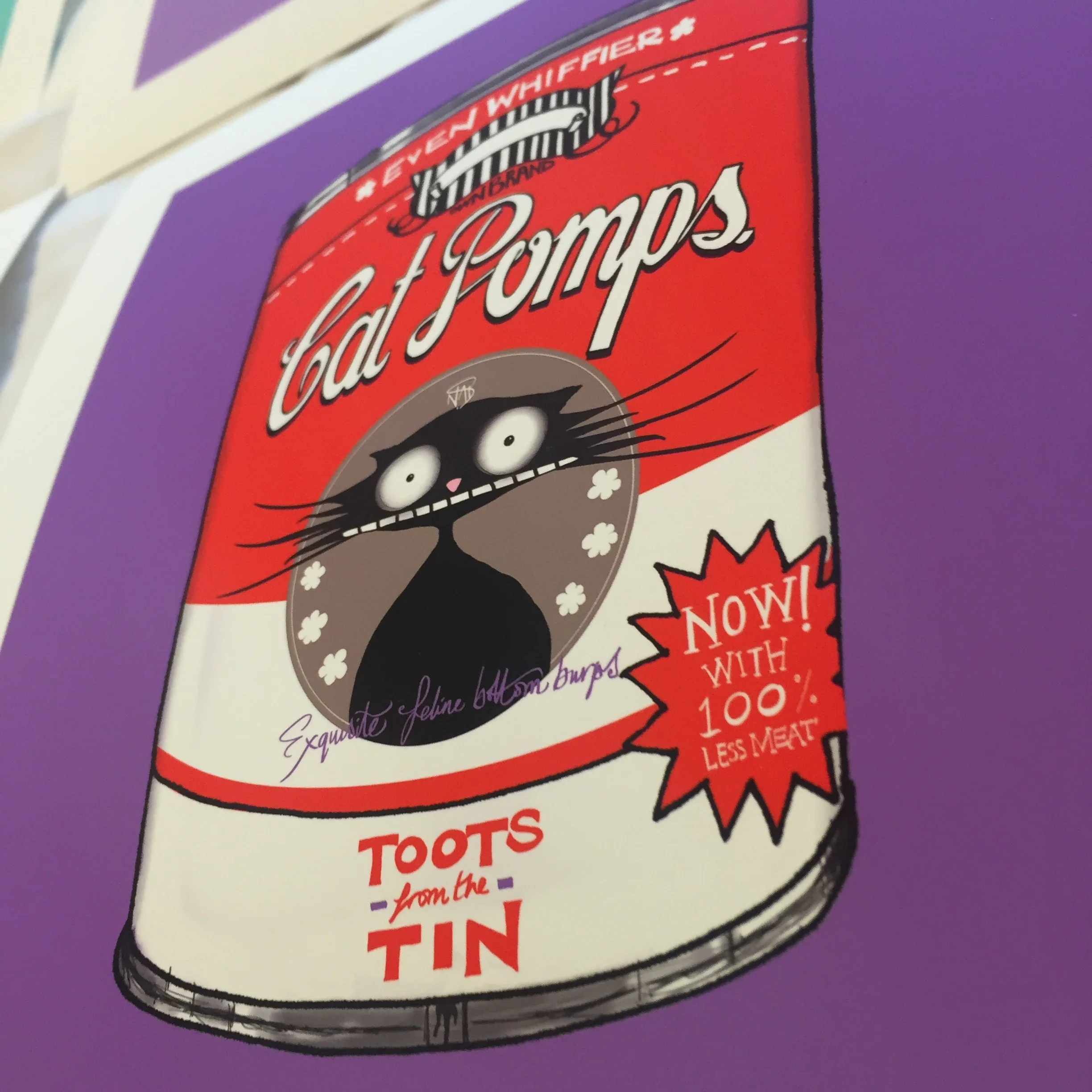 THE ORIGINAL CAT POMPS PRINT | RED & PURPLE | 301 x 301mm | FEATURING YOUR CAT'S NAME HAND-WRITTEN WITH LOVE 9