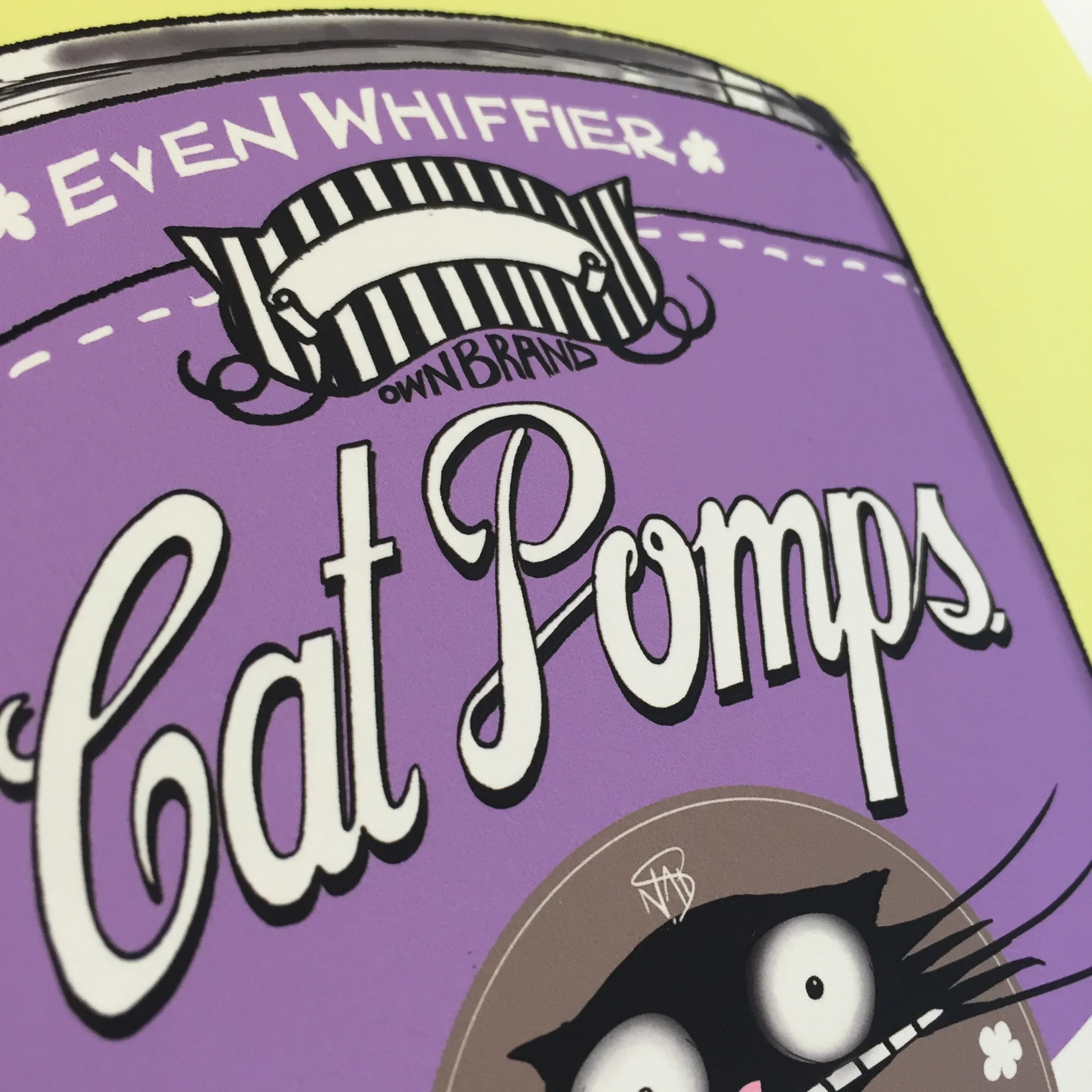 THE ORIGINAL CAT POMPS PRINT | PURPLE & YELLOW | 301 x 301mm | FEATURING YOUR CAT'S NAME HAND-WRITTEN WITH LOVE_NATALIE PALMER SUTTON 7