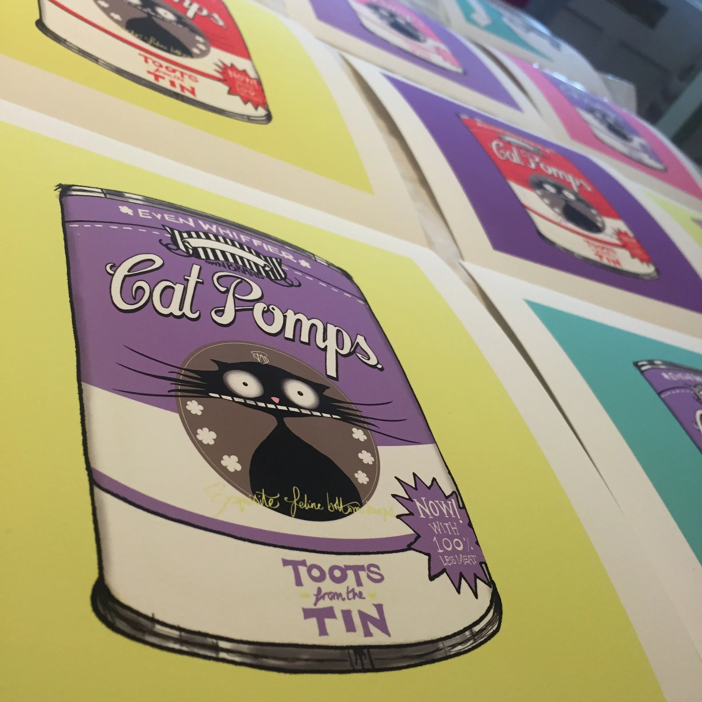 THE ORIGINAL CAT POMPS PRINT | PURPLE & YELLOW | 301 x 301mm | FEATURING YOUR CAT'S NAME HAND-WRITTEN WITH LOVE_NATALIE PALMER SUTTON 7