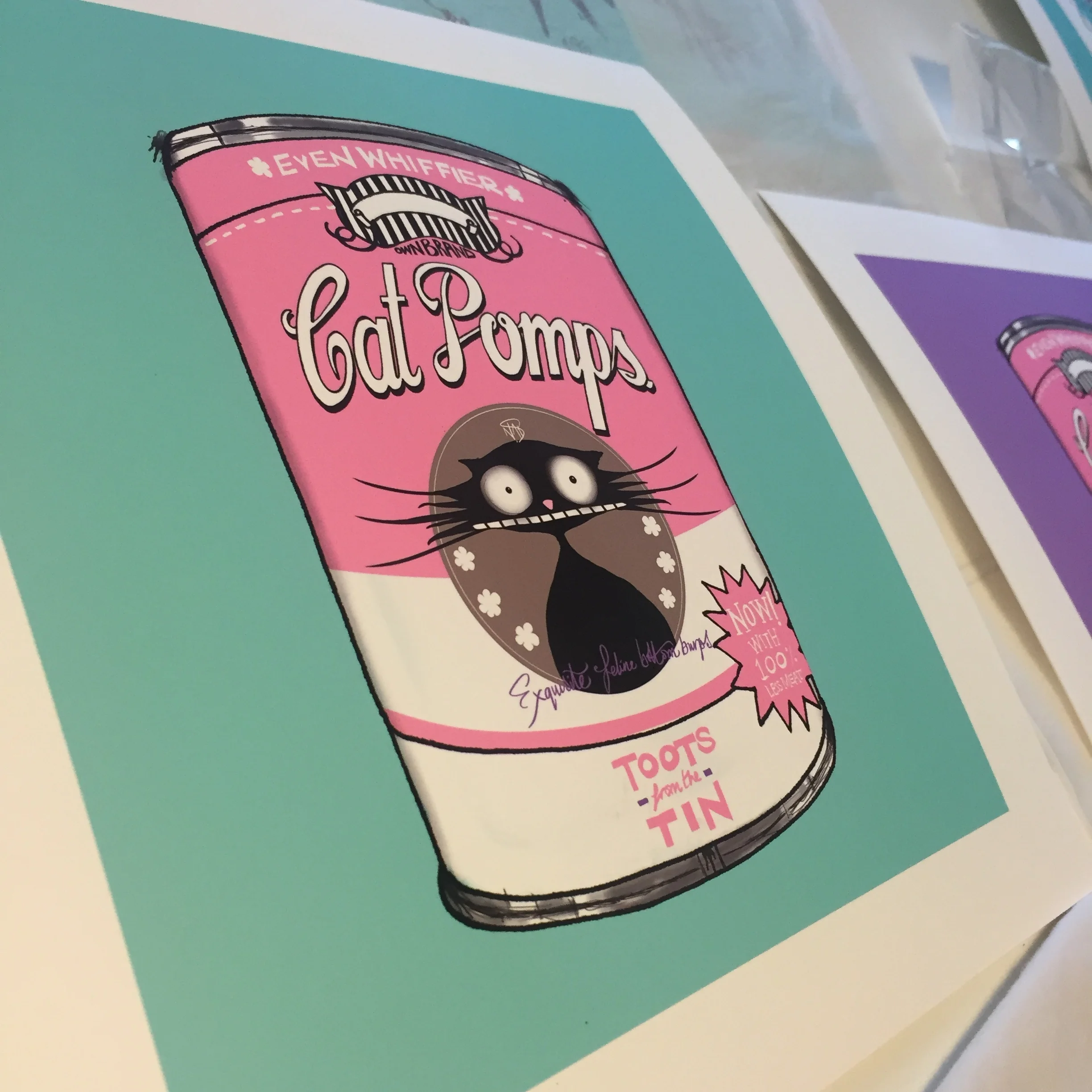 THE ORIGINAL CAT POMPS PRINT | PURPLE & YELLOW | 301 x 301mm | FEATURING YOUR CAT'S NAME HAND-WRITTEN WITH LOVE_NATALIE PALMER SUTTON 8