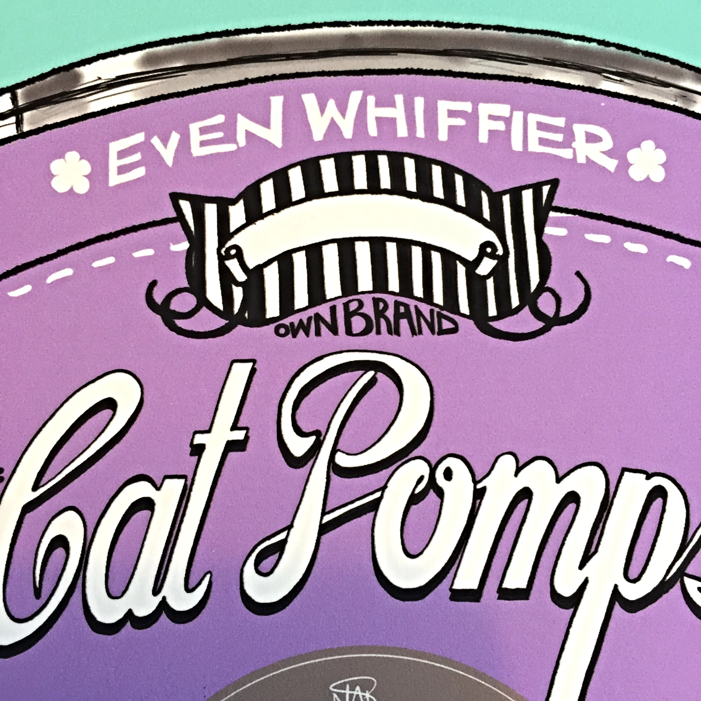 THE ORIGINAL CAT POMPS PRINT | TEAL & PURPLE | 301 x 301mm | FEATURING YOUR CAT'S NAME HAND-WRITTEN WITH LOVE 5
