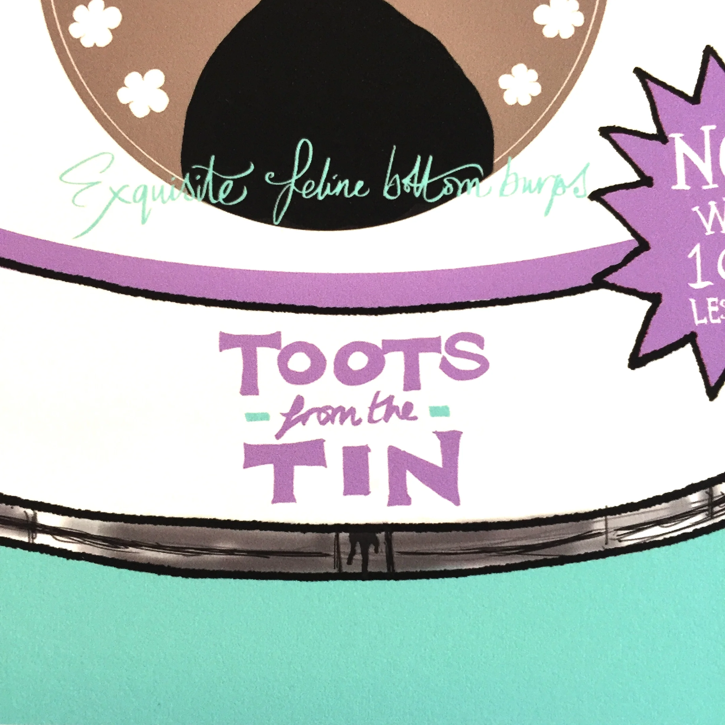 THE ORIGINAL CAT POMPS PRINT | TEAL & PURPLE | 301 x 301mm | FEATURING YOUR CAT'S NAME HAND-WRITTEN WITH LOVE 7