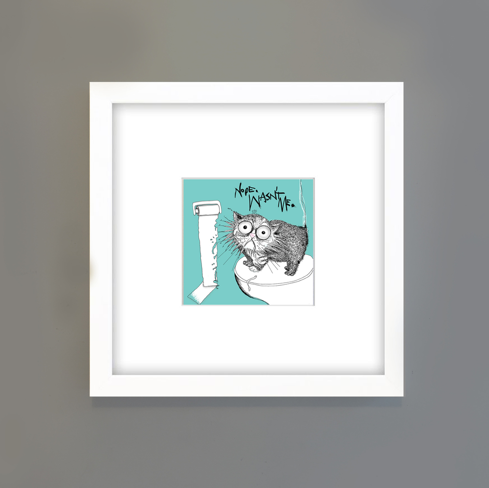 CAT DON'T CARE |Natalie Palmer-Sutton Art |limited edition prints for cat lovers +LOO+ROLL+CHOMPER_NATALIE+SUTTON_CAT+DONT+CARE.jpg