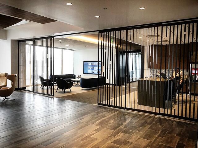 A set of #partition #screens for @houserwalker  from earlier this year. #2019 #fabrication #blackened #steel #interiors #interiordesign #atlanta #corporate