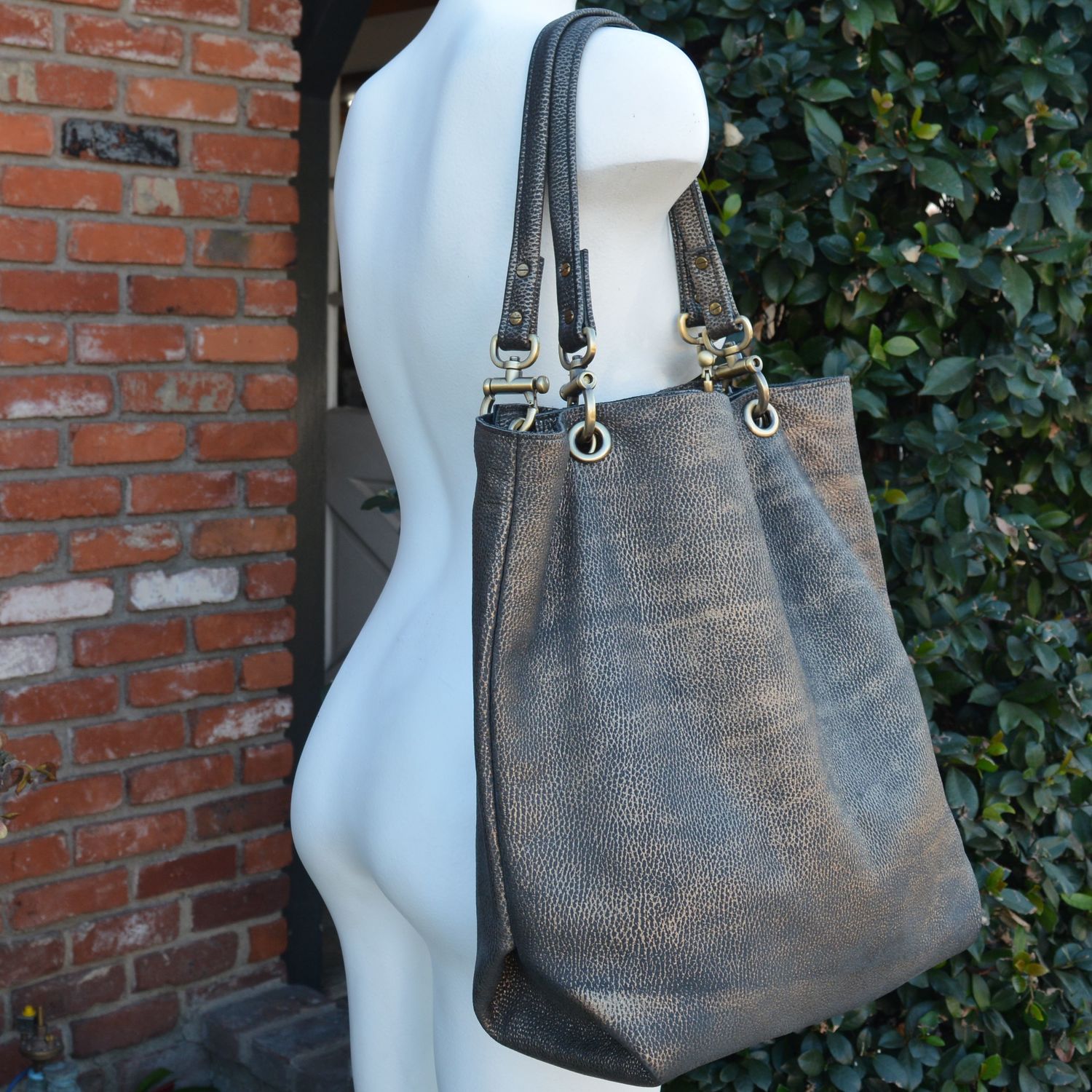 Jackie Robbins Reversible Leather Tote Bag