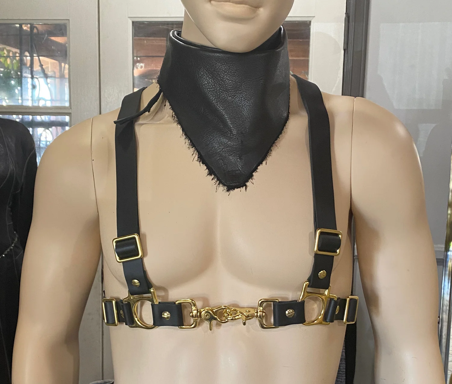 Black Leather Harness with Silver or Brass Hardware — jackie 
