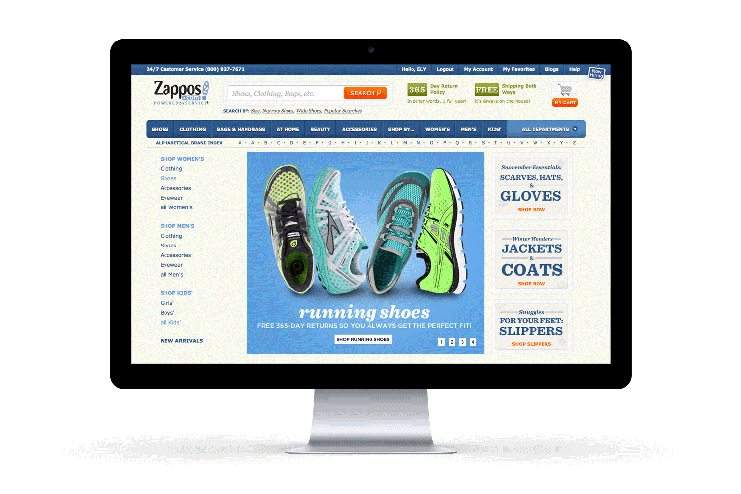 Zappos Homepage