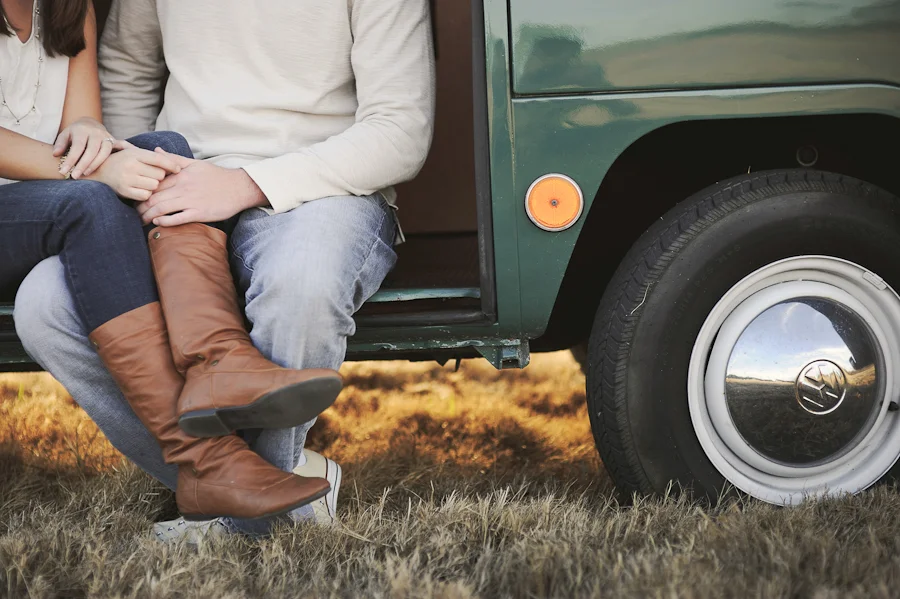 Engagement picutres with a vw wagon bus