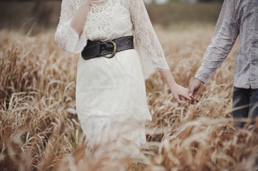 walking through grass