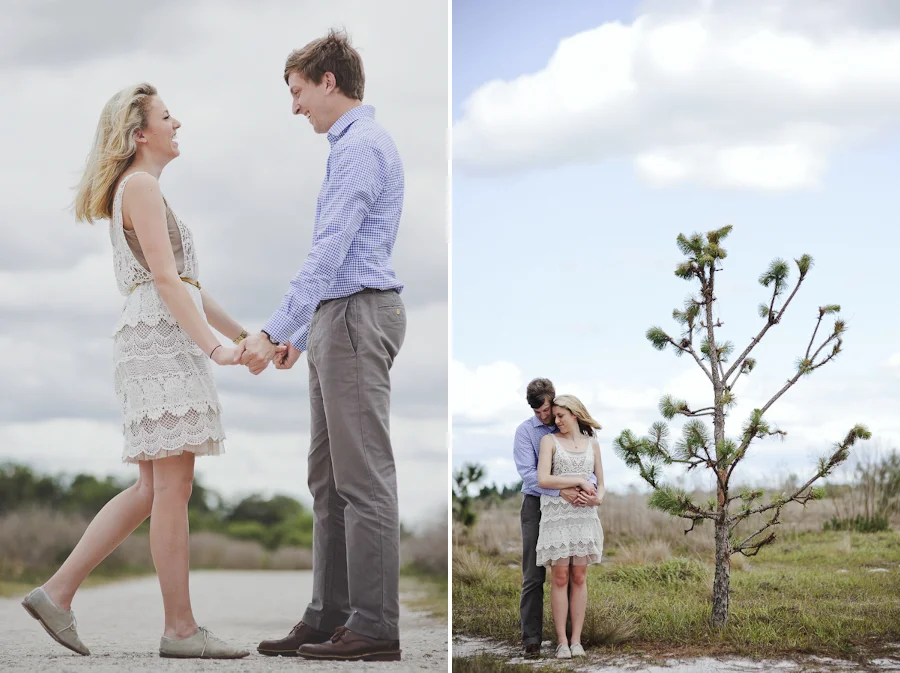 engagement pictures in a field