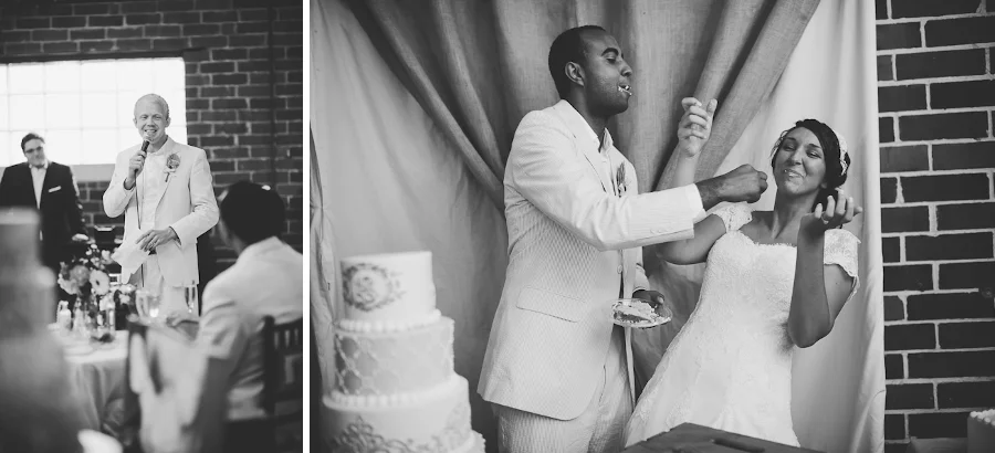 cake smashing at a wedding