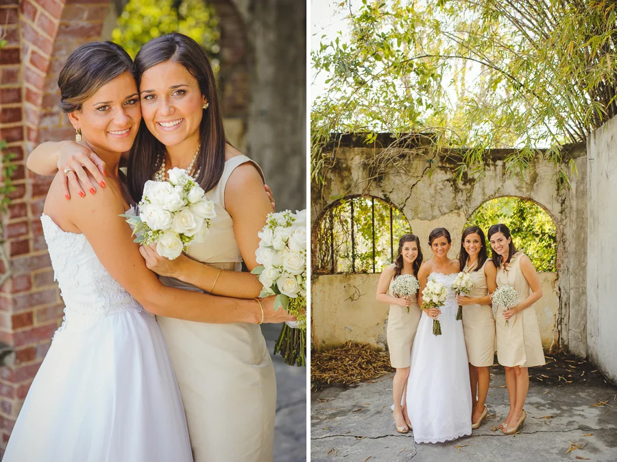 twins bride and bridesmaid