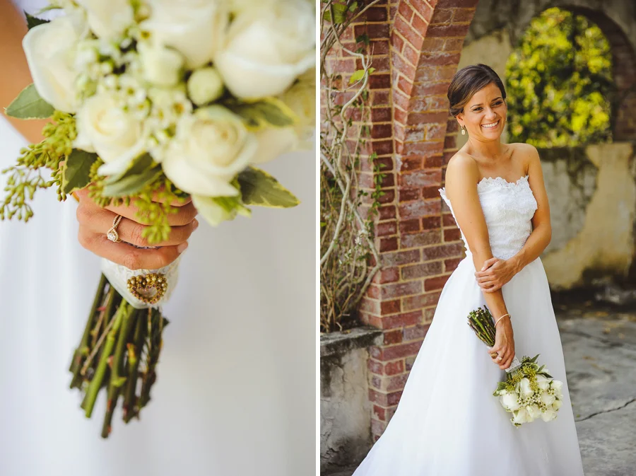 bride wears mothers dress for wedding