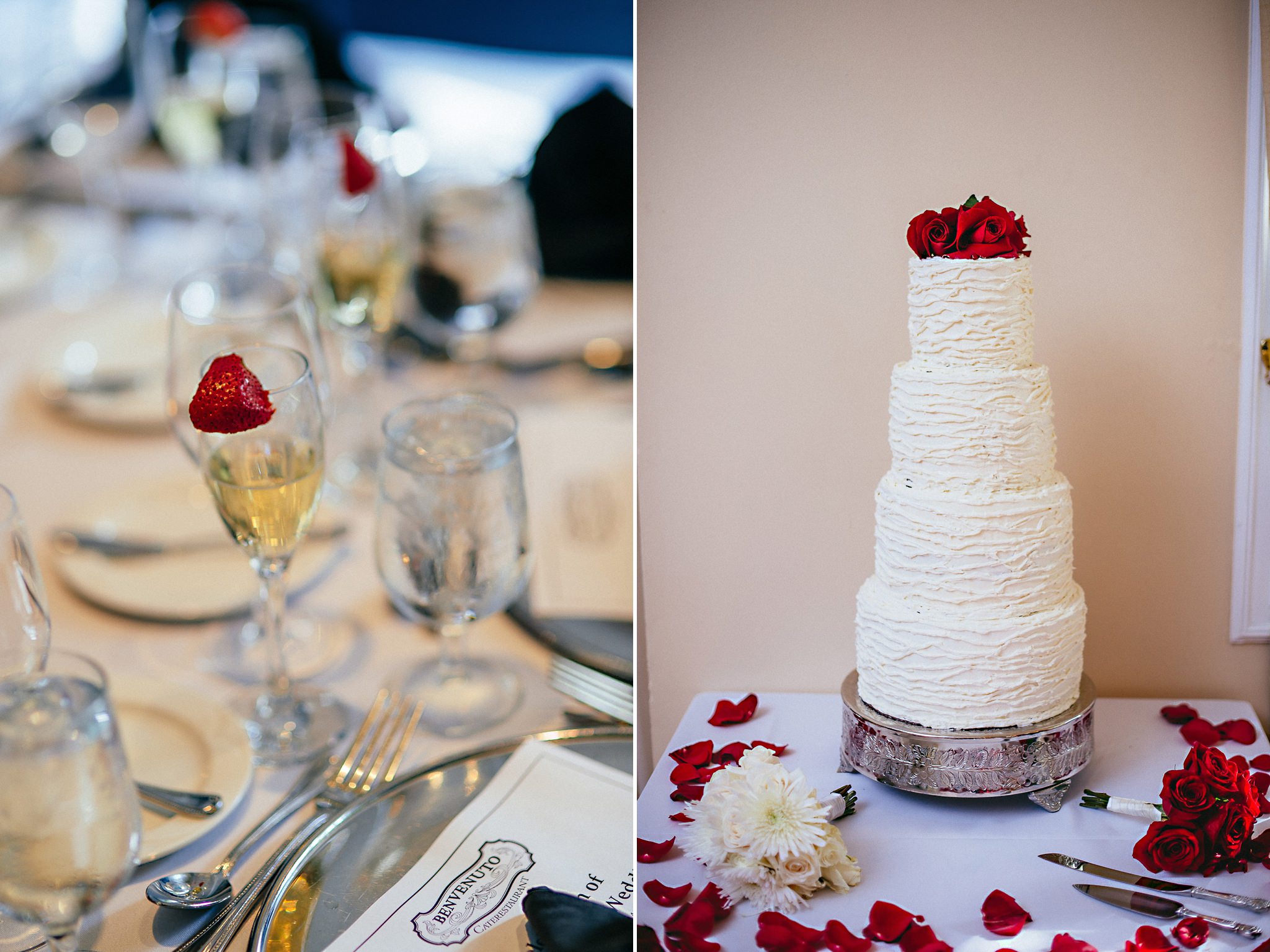 four tier wedding cake with strawberries 