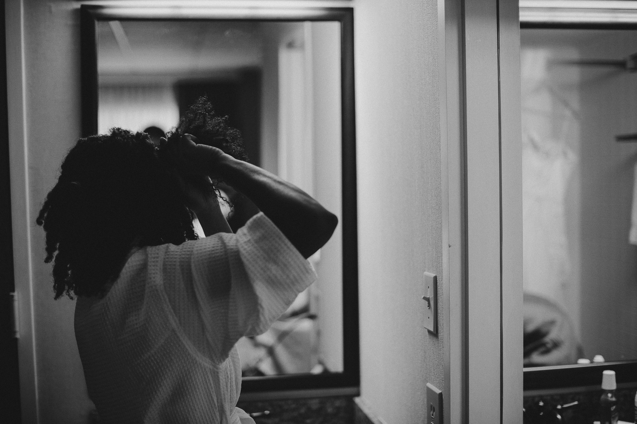  bride doing her own hair 