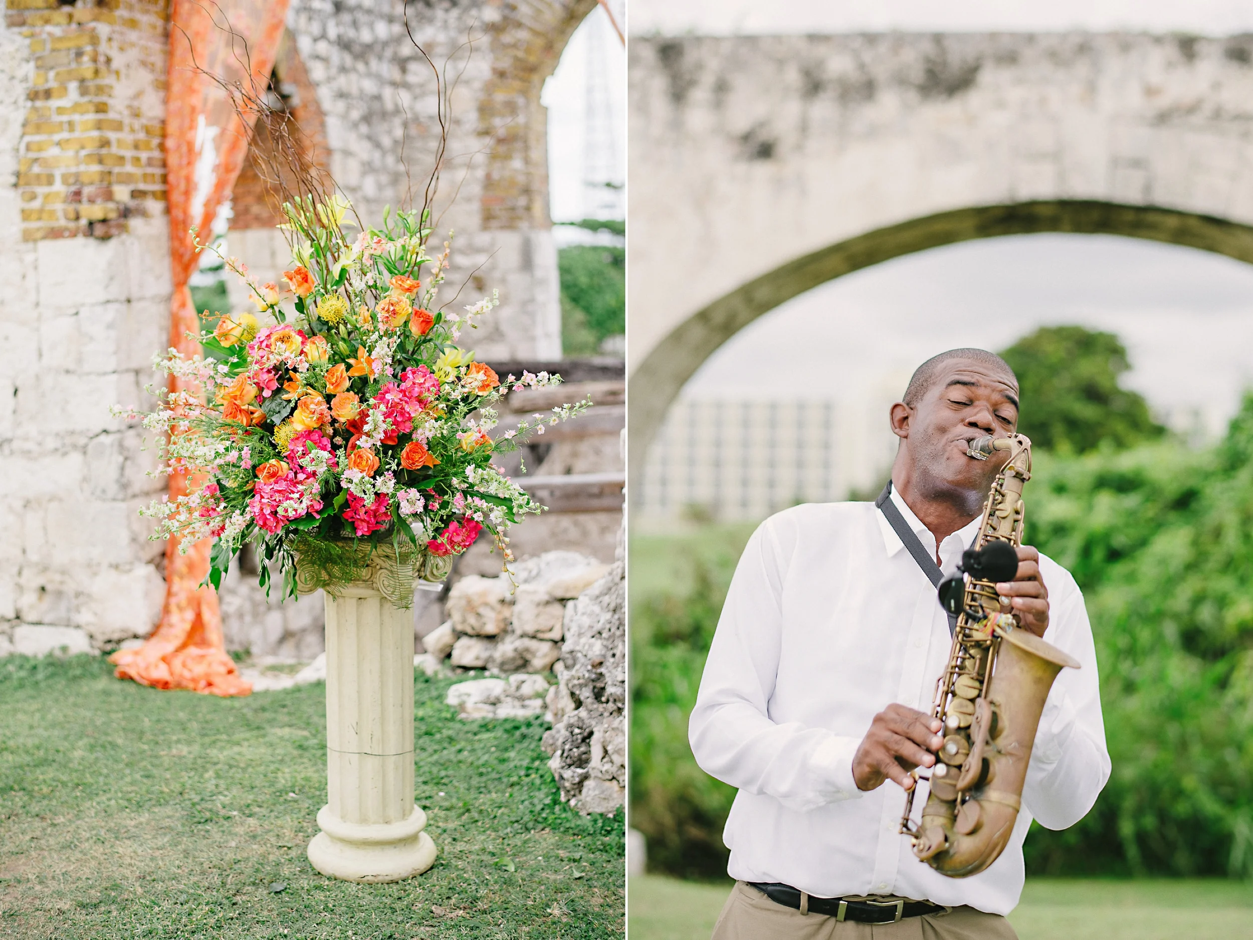 Jamaica destination wedding in aqueduct ruins