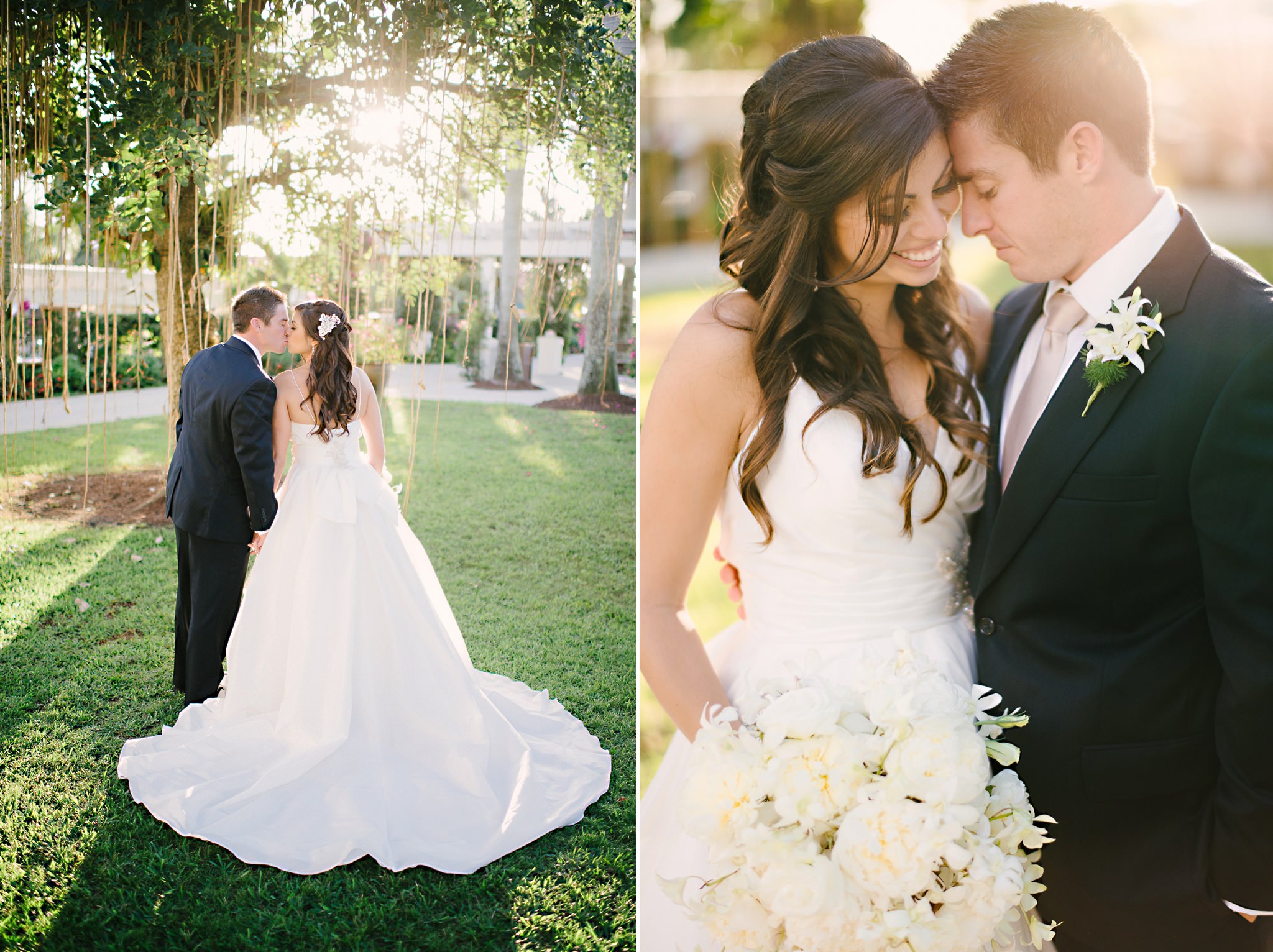 Bride Stefan Jolie wedding dress: princess, full, tafetta gown with  Kate Spade navy shoes and long crystal earrings Groom in Navy suite with champaign tie